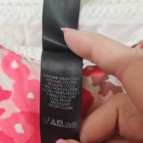 Kenneth Cole Women’s Size 12 A-Line Midi Skirt Pink Floral Cotton Fairy Barbie - Picture 4 of 8